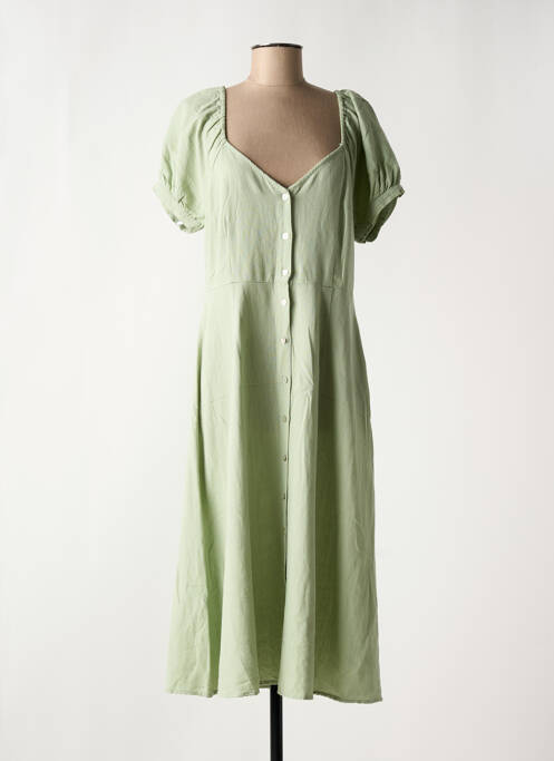 Robe mi-longue tissage crêpe manches courtes vert VERO MODA femme