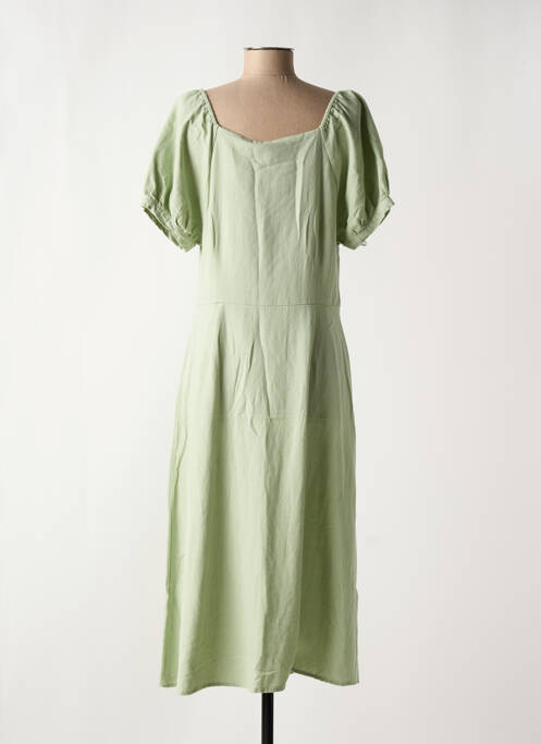 Robe mi-longue tissage crêpe manches courtes vert VERO MODA femme