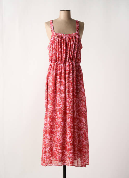 Robe longue imprimé fleurs fines bretelles rouge VERO MODA femme