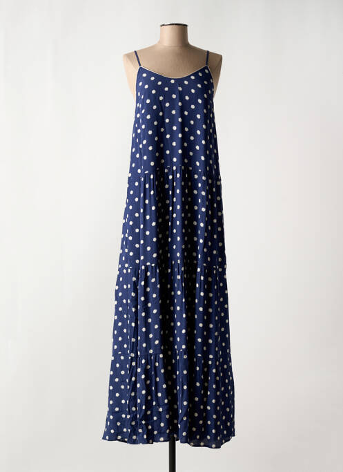 Robe longue manches bretelles ajustables fines bretelles bleu LE TEMPS DES CERISES femme