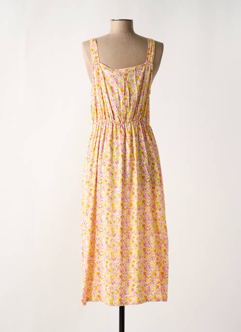 Robe longue imprimé fleurs fines bretelles jaune VERO MODA femme