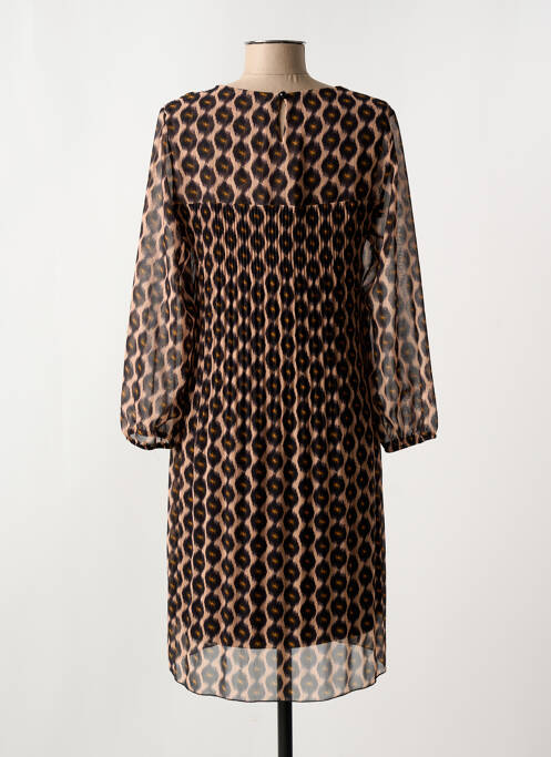 Robe mi-longue coupe fluide manches longues marron SIGNE NATURE femme