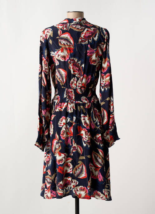 Robe mi-longue imprimé fleurs manches longues bleu MORGAN femme