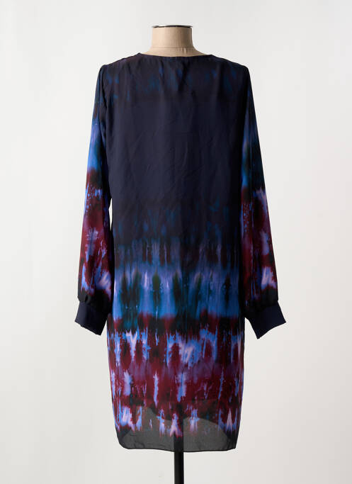 Robe mi-longue coupe fluide manches longues bleu LA FEE MARABOUTEE femme