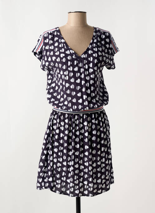 Robe courte manches courtes manches courtes bleu DELAHAYE femme