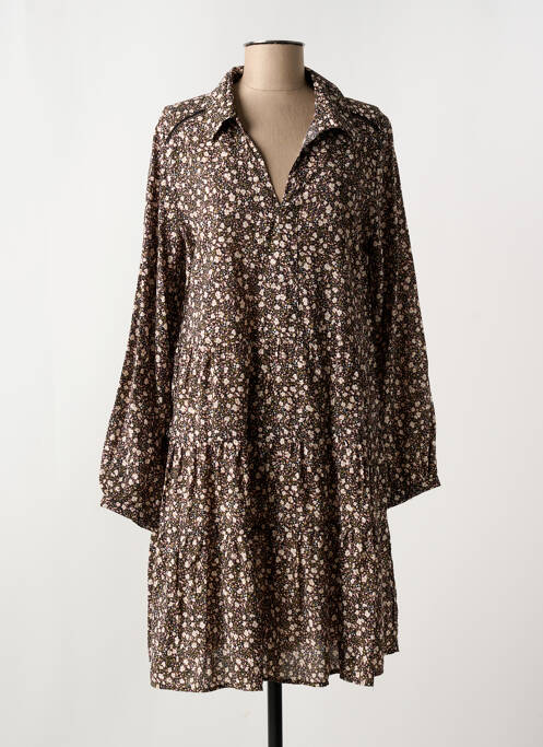 Robe mi-longue manches longues manches longues noir GARCIA femme