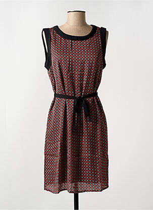 Robe mi-longue imprimé fantaisie sans manche noir ARELINE femme