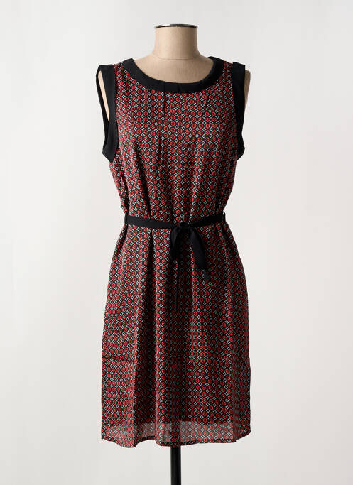 Robe mi-longue imprimé fantaisie sans manche noir ARELINE femme
