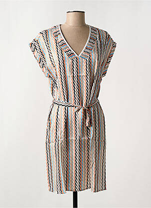 Robe courte manches courtes manches courtes blanc ARELINE femme