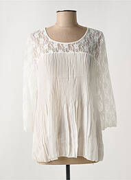 Blouse col rond manches 3/4 blanc ARELINE femme