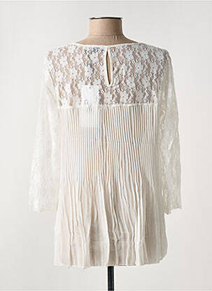 Blouse tissage popeline manches 3/4 blanc ARELINE femme