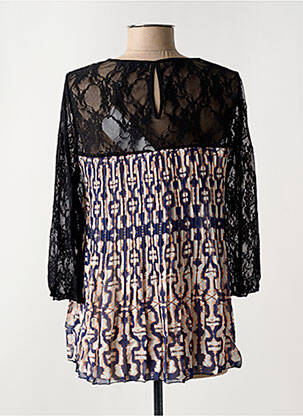 Blouse tissage popeline manches 3/4 bleu ARELINE femme