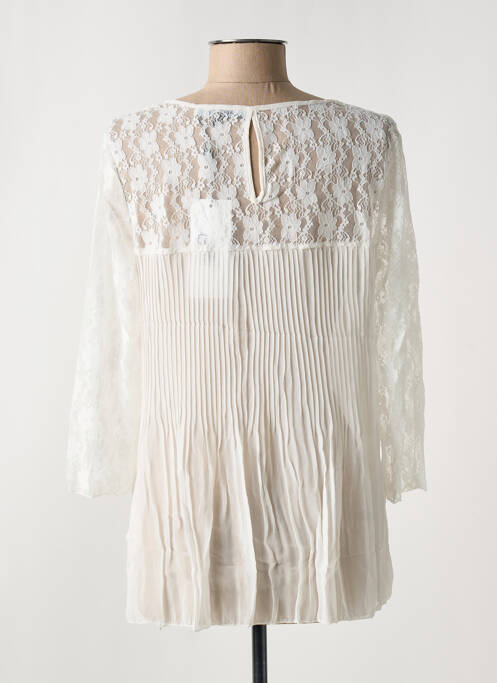 Blouse col rond manches 3/4 blanc ARELINE femme