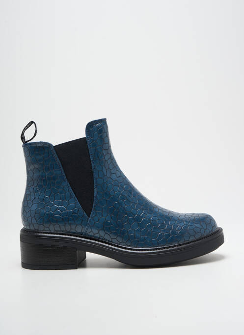 Bottines/boots tissage satiné talon de 4 à 6cm bleu CHATTAWAK femme