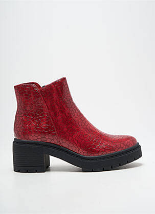 Bottines/boots tissage satiné talon de 4 à 6cm rouge CHATTAWAK femme