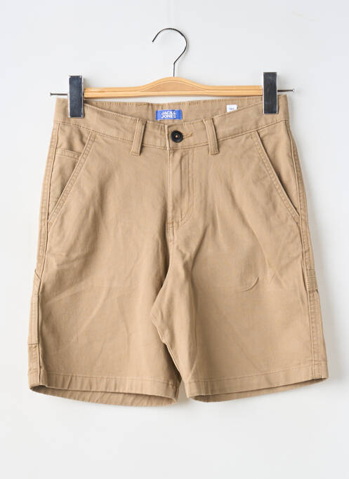 Bermuda fermeture zippée sous rabat boutonné beige JACK & JONES garcon