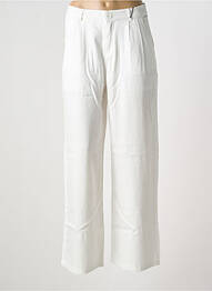 Pantalon droit fermeture zippée sous rabat boutonné blanc IKKS femme