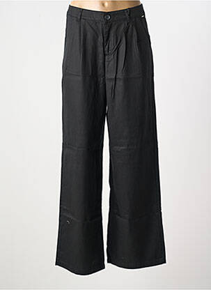 Pantalon droit fermeture zippée sous rabat boutonné noir IKKS femme