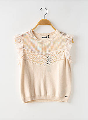 Pull resserrée sur le bas sans manche beige IKKS fille