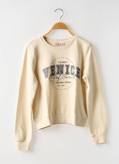 Sweat-shirt broderie manches longues beige ONLY fille