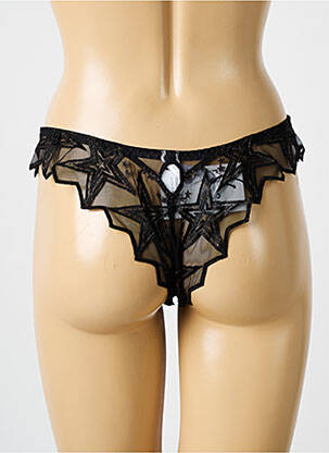 Tanga tissage satiné noir LOUISA BRACQ femme