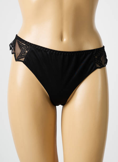 Tanga tissage satiné noir LOUISA BRACQ femme