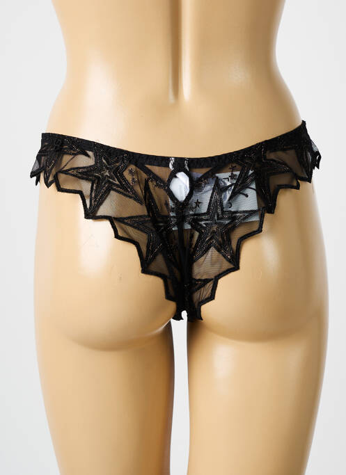 Tanga tissage satiné noir LOUISA BRACQ femme