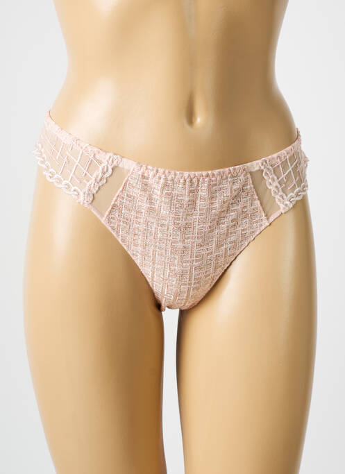 Tanga effet matière satinée rose LOUISA BRACQ femme