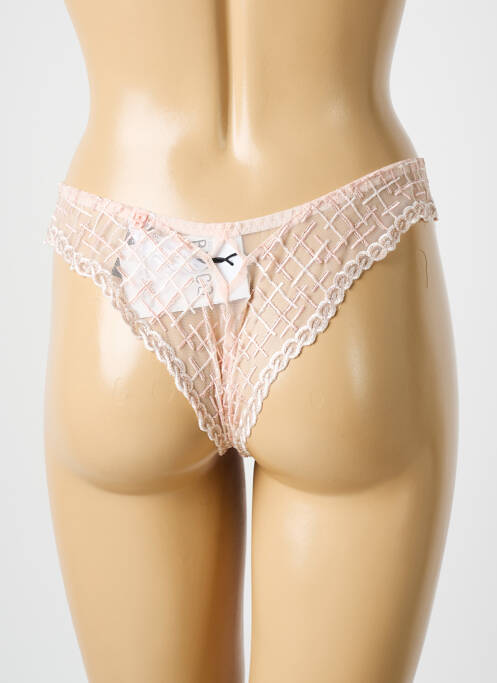 Tanga effet matière satinée rose LOUISA BRACQ femme