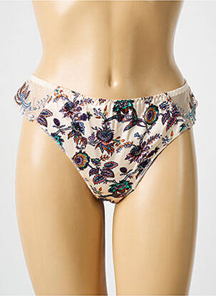 Tanga tissage satiné beige LOUISA BRACQ femme