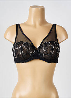 Soutien-gorge effet matière satinée haut triangles noir LOUISA BRACQ femme