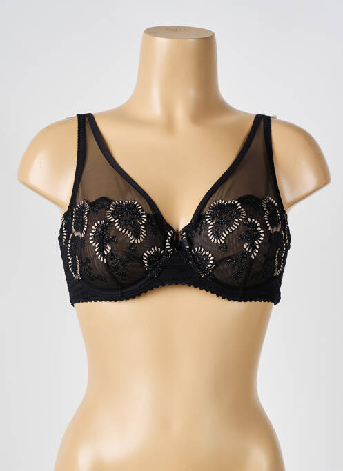 Soutien-gorge effet matière satinée haut triangles noir LOUISA BRACQ femme