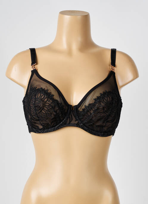 Soutien-gorge effet matière satinée haut triangles noir LOUISA BRACQ femme