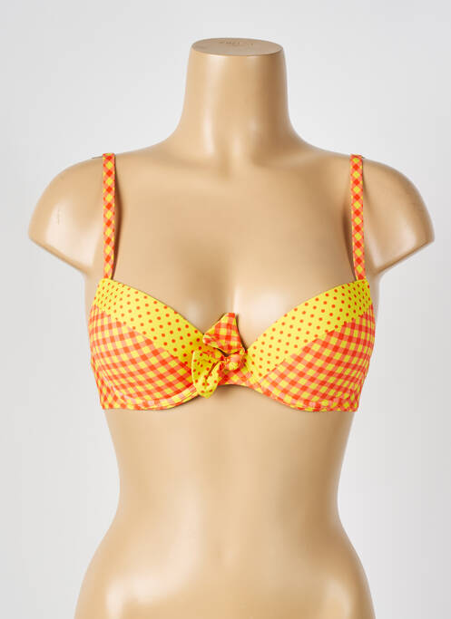 Haut de maillot de bain stretch haut soutien-gorge moulé jaune ANTIGEL femme