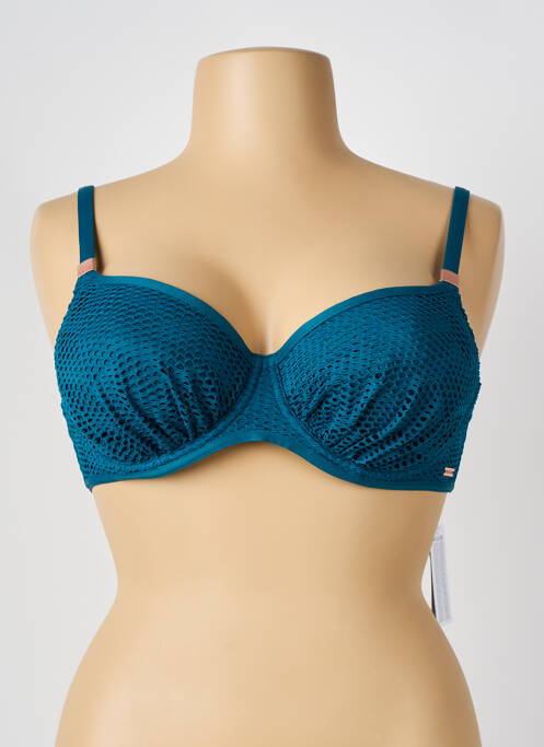 Haut de maillot de bain stretch haut soutien-gorge emboitant bleu FANTASIE femme