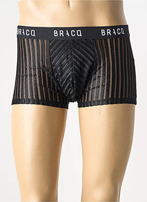 Boxer effet matière satinée noir LOUISA BRACQ homme