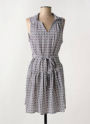 Robe mi-longue imprimé fantaisie sans manche bleu ARELINE femme