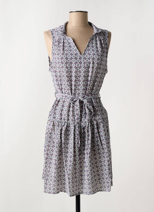 Robe mi-longue imprimé fantaisie sans manche bleu ARELINE femme