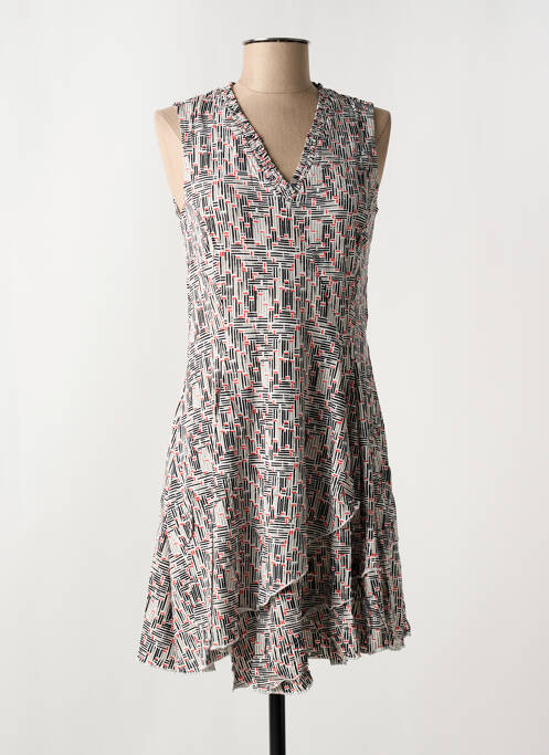 Robe mi-longue imprimé fantaisie sans manche gris ARELINE femme