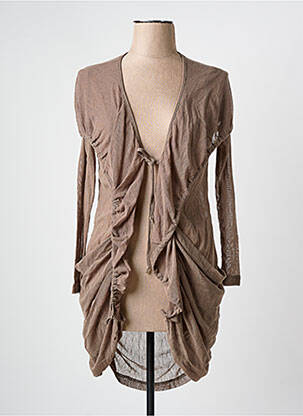 Gilet manches longues stretch marron ARELINE femme