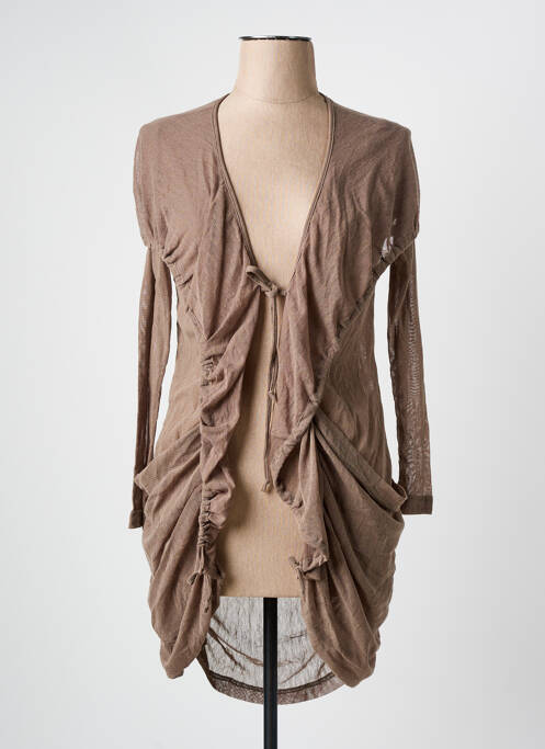 Gilet manches longues stretch marron ARELINE femme