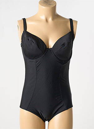 Maillot de bain 1 pièce effet matière satinée haut soutien-gorge emboitant noir BIKINIS STORY femme