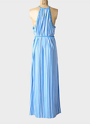 Robe longue coupe cintrée fines bretelles bleu FREYA femme