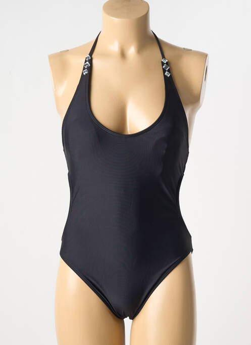 Maillot de bain 1 pièce effet matière satinée haut soutien-gorge avec mousse de rembourrage amovible noir BIKINIS STORY femme