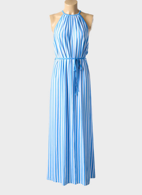 Robe longue coupe cintrée fines bretelles bleu FREYA femme