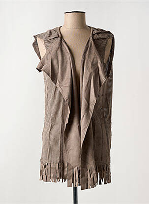 Veste casual tissage suedine marron ARELINE femme