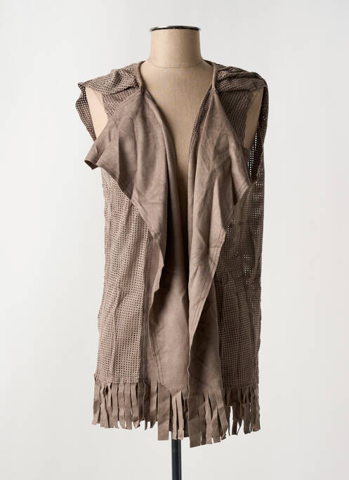 Veste casual tissage suedine marron ARELINE femme
