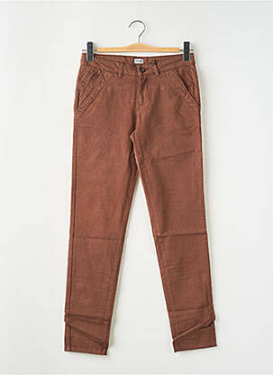 Pantalon chino tissage popeline taille normale marron REIKO femme