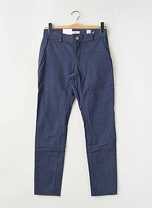 Pantalon chino tissage popeline taille normale bleu F.A.M. femme