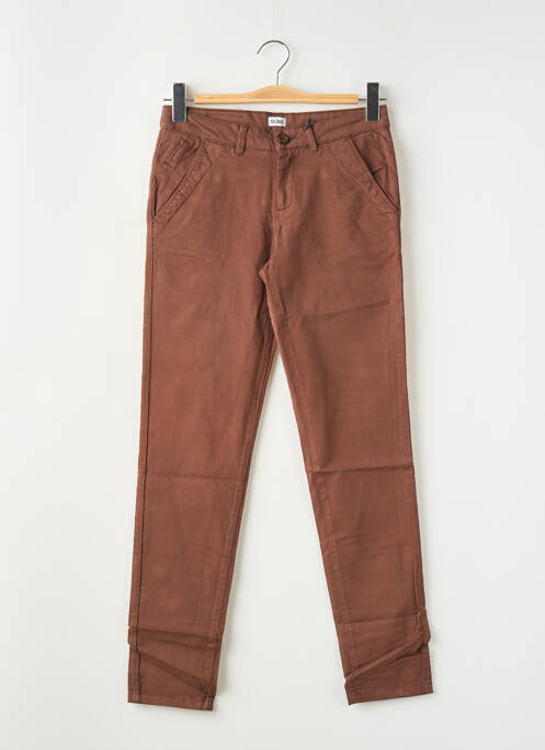 Pantalon chino tissage popeline taille normale marron REIKO femme